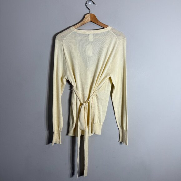 J. Crew Wrap Cardigan Sweater Women's Large Butter Yellow Preppy Minimalist NWT - Picture 3 of 13